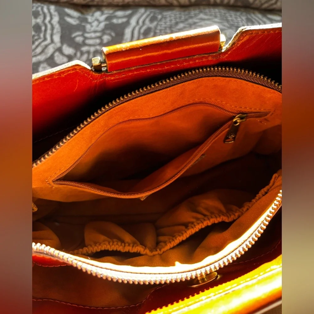 Patricia Nash Brown Empoli Satchel Leather Shoulder Crossbody Handbag—Like New 🌟 - Picture 3 of 5